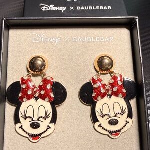 Disney x Baublebar Minnie Mouse Smiling Face Enamel Dangle Earrings.